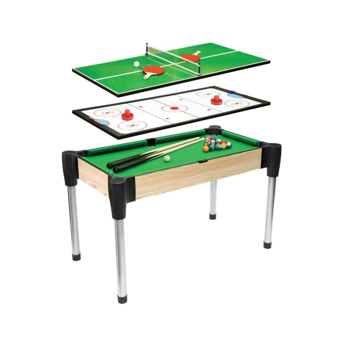 Mesa De Pool 51510 3 En 1 Para Varios Juegos - VERDE 