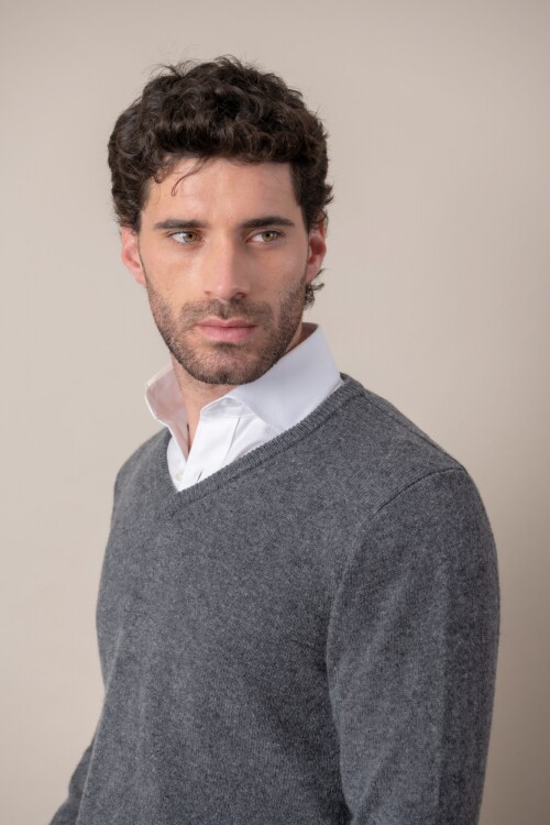 Sweater V lambswool Gris