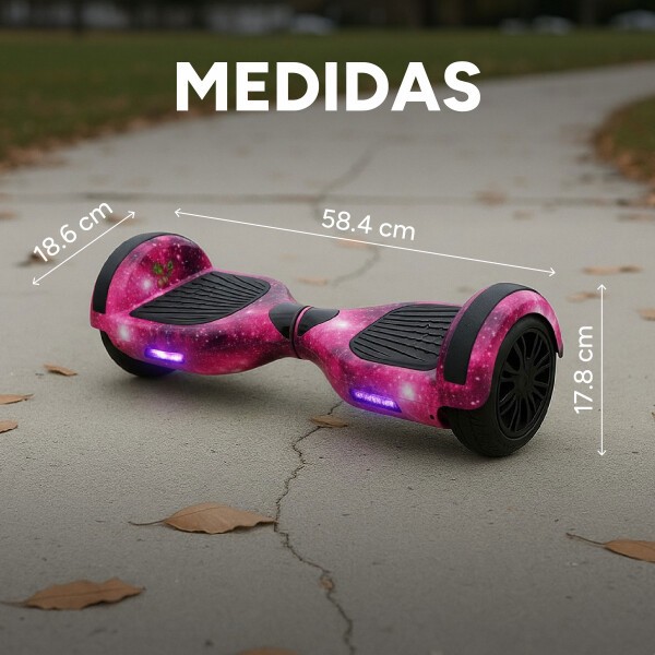 Skate Electrico Hoverboard Gogreen Musica Bt Luces Patineta Diseño Violeta
