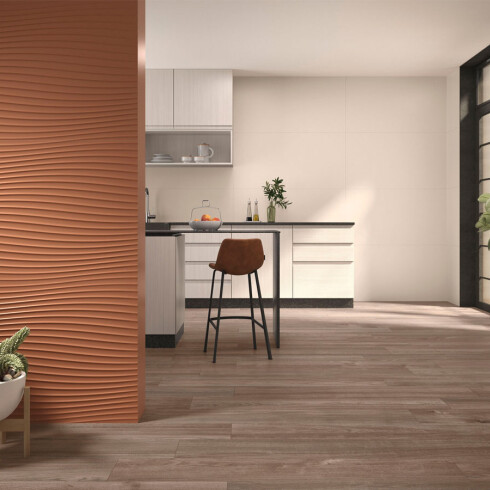 Ceramica Decorada Ondas Mate Rectificado 60X120Cm Pared GAMAS DE TERRACOTA