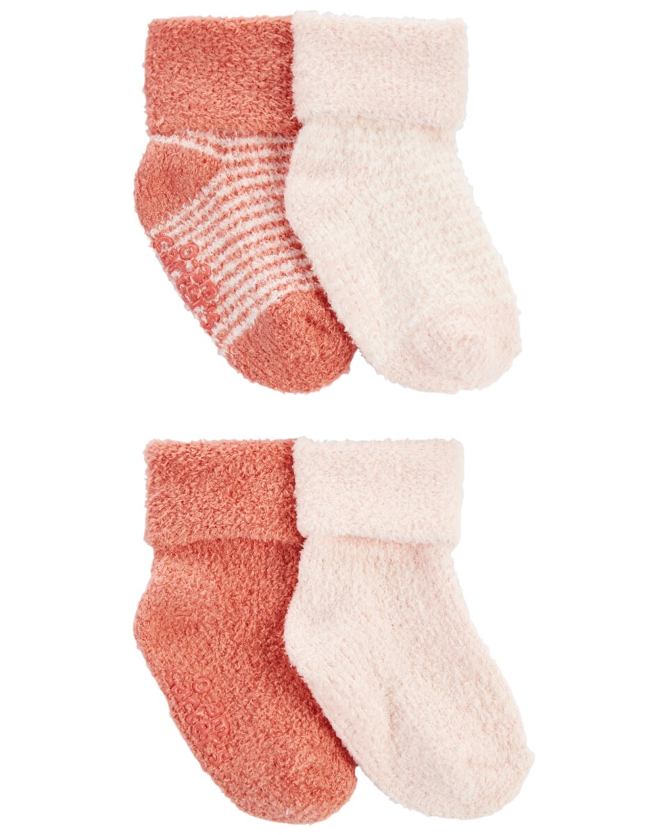 Pack cuatro pares de medias de chenilla, rosadas 