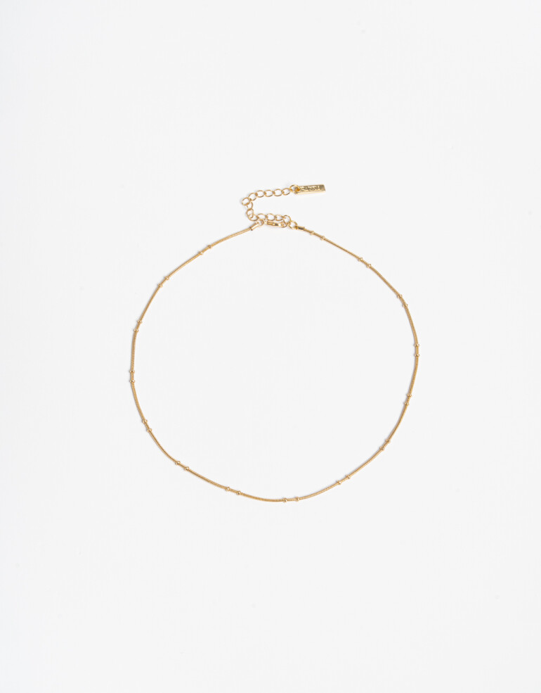 Collares Cortos Metal Cadena Corta Bañada En Oro - Dorado