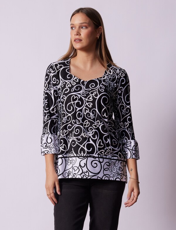 Blusa Print NEGRO/BLANCO