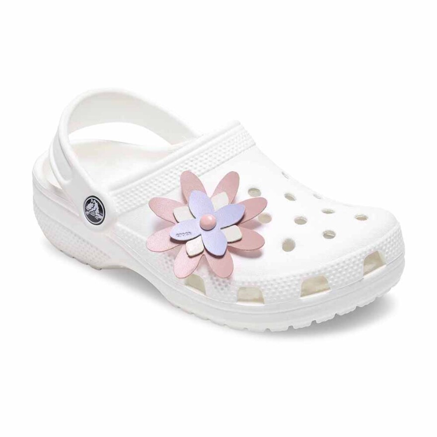 Jibbitz Faux Leather Pink Flower Multicolor