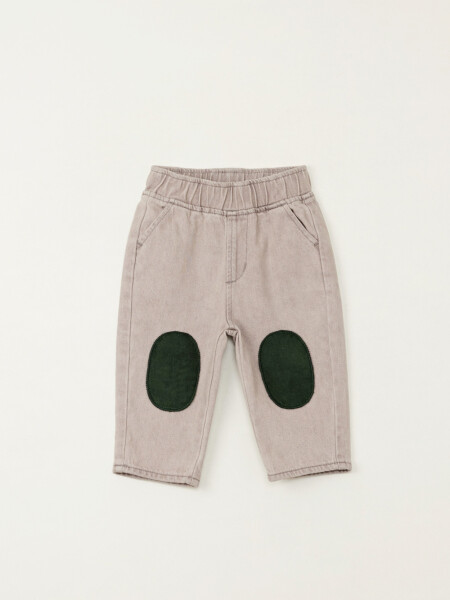 Pantalón jean con rodilleras Gris Claro