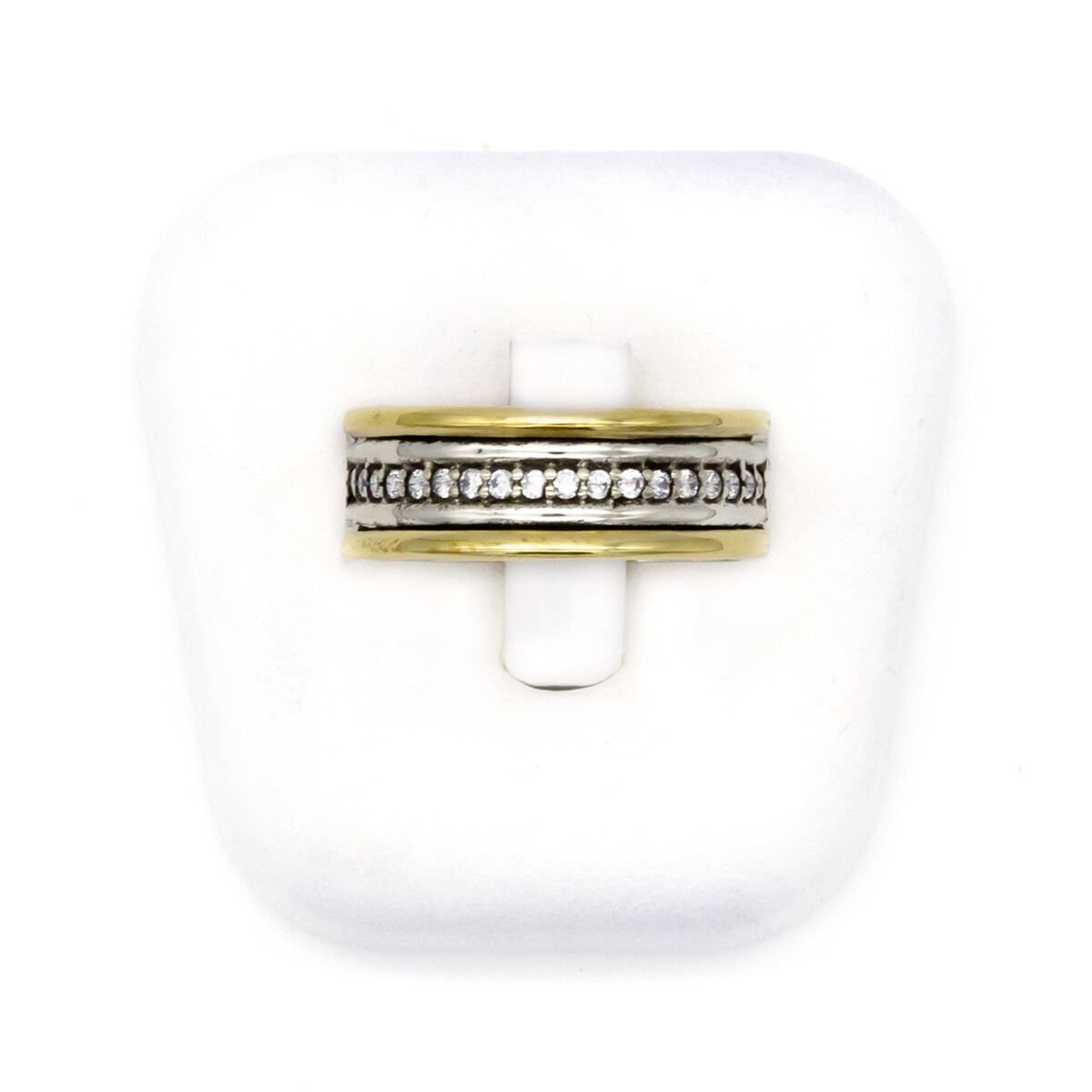 Anillo de plata 925, double en oro 18 ktes y circonias. 
