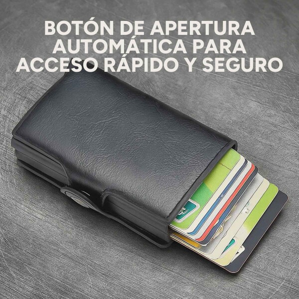 Billetera Anti Clonación Doble Tarjetero Con Rfid Metalica Color Negro