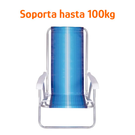 Reposera Silla Reclinable De Playa 8 Posiciones Aluminio Azul/celeste