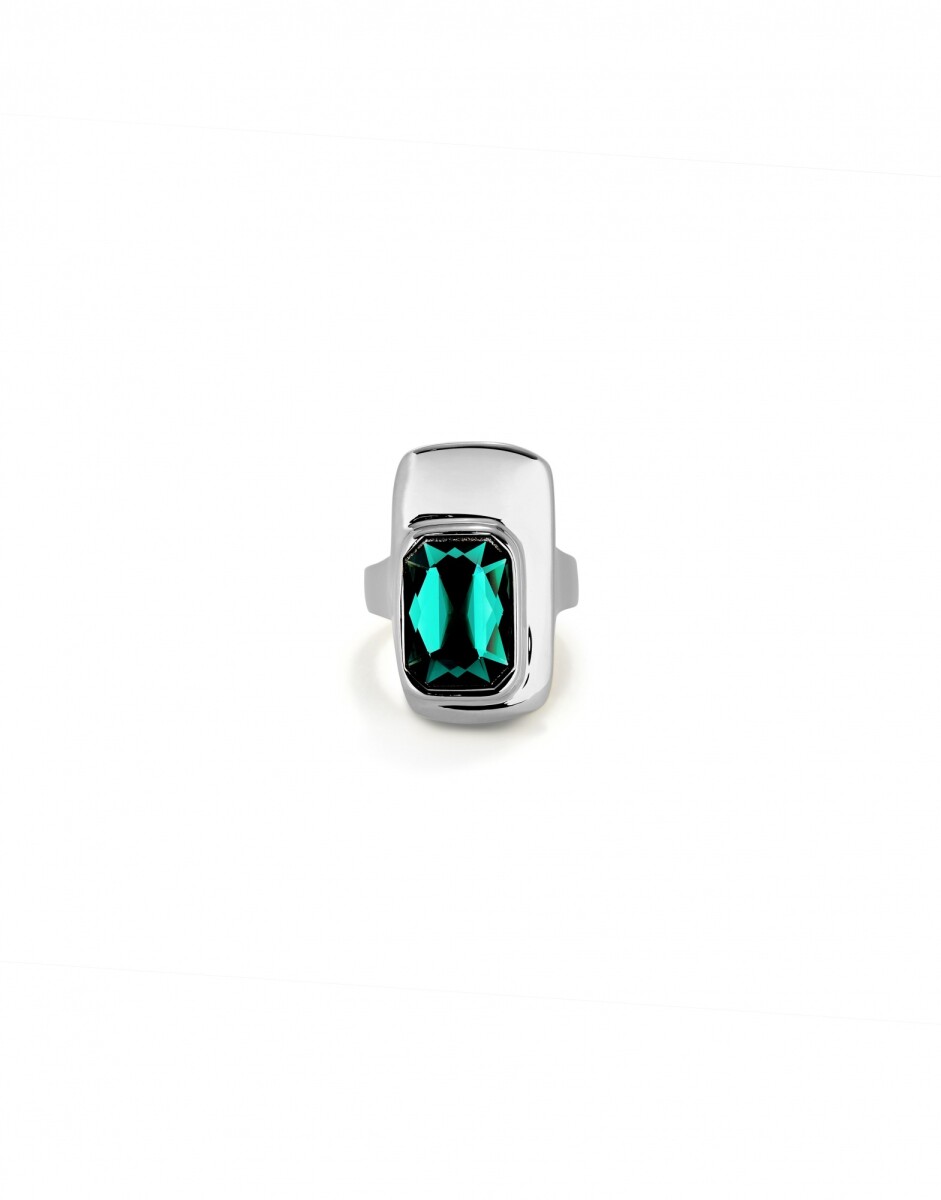 ANILLO BAÑADO PLATA DE LEY CON CRISTAL VERDE - Anillo 