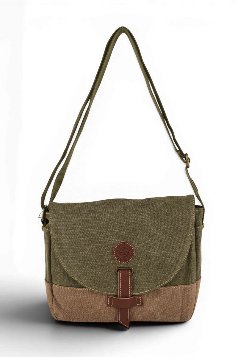 Morral con solapa Verde con Marrón