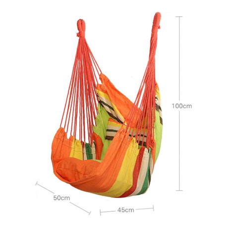 Silla Colgante Hamaca Paraguaya +2 Almohadones Jardín Balcón Naranja