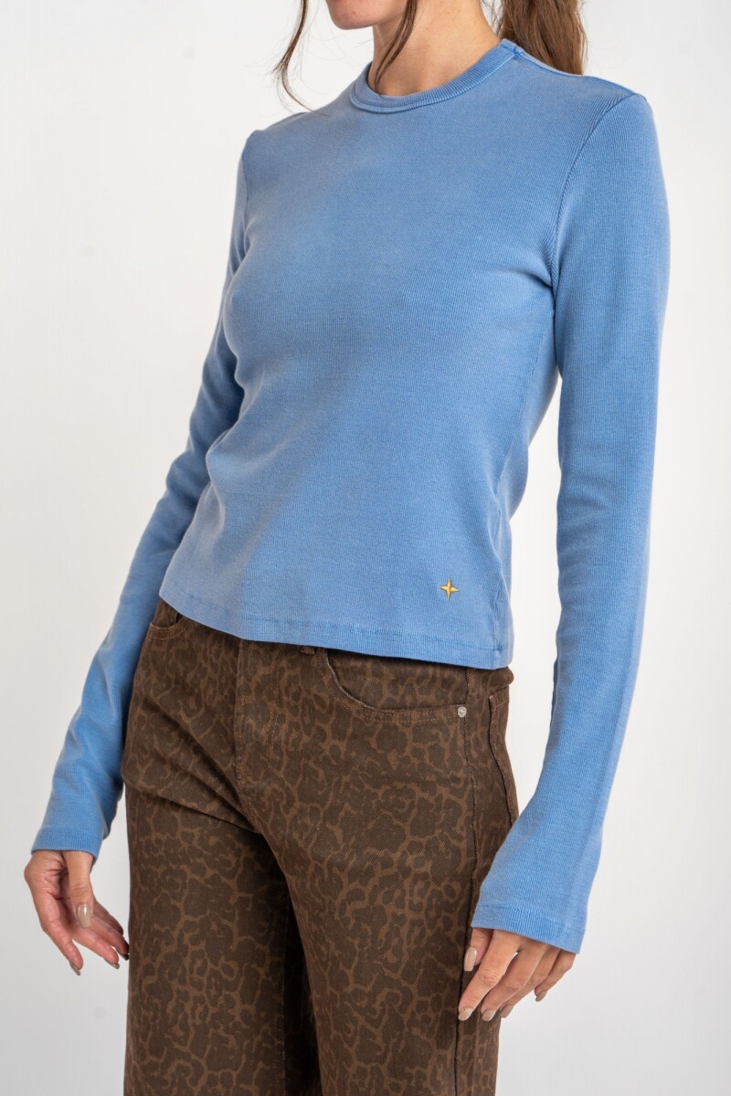 Remera Algodon Lavado Azul