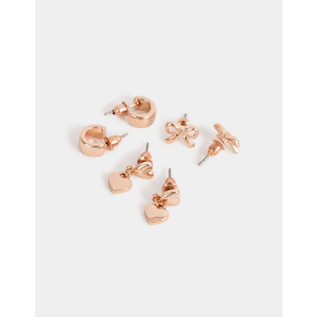 Set De Aros Bañados En Oro Rosa Dorado Oro Rosa