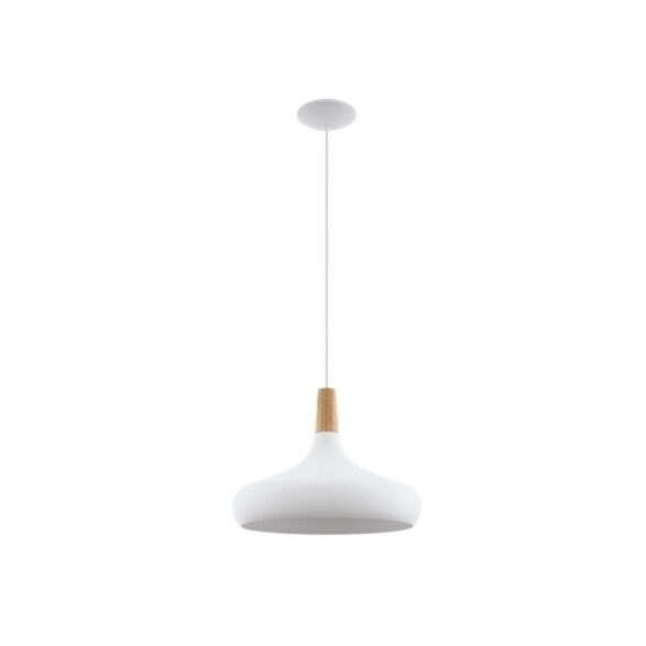 Lámpara campana metal blanco y madera Ø40 SABINAR EG0814