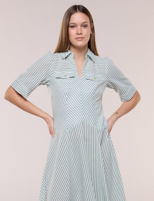 Vestido Camisero Midi Lineas VERDE/MULTI