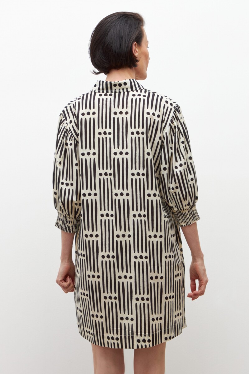 Vestido camisero estampado geométrico negro