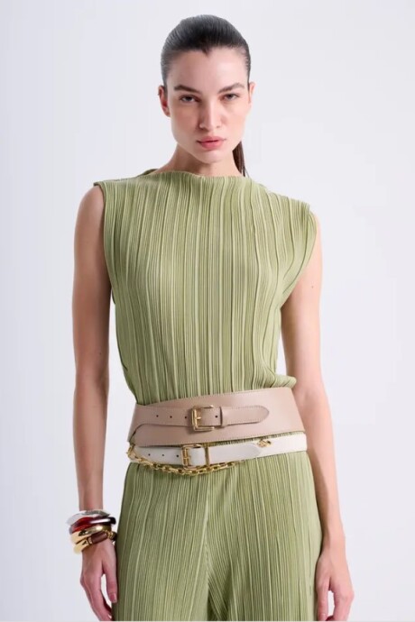 Musculosa plisada Bernice Verde