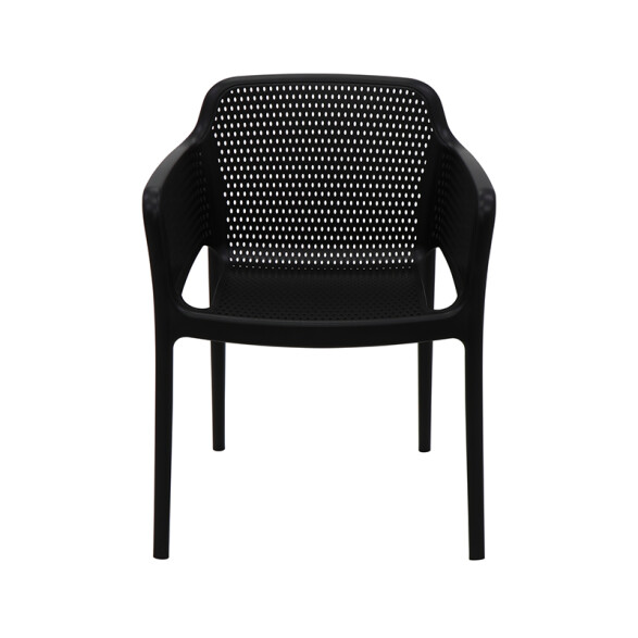 Silla apilable negra "GABRIELA" con posabrazos -TRAMONTINA TD0663