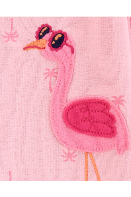 Pijama una pieza de algodón, rosado, estampa flamenco. Talles 12-24M Pijama una pieza de algodón, rosado, estampa flamenco. Talles 12-24M