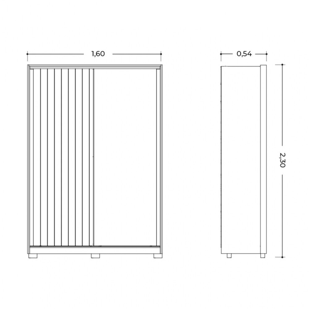 Ropero 2 puertas Corredizas con Espejo - Frizatto Negro