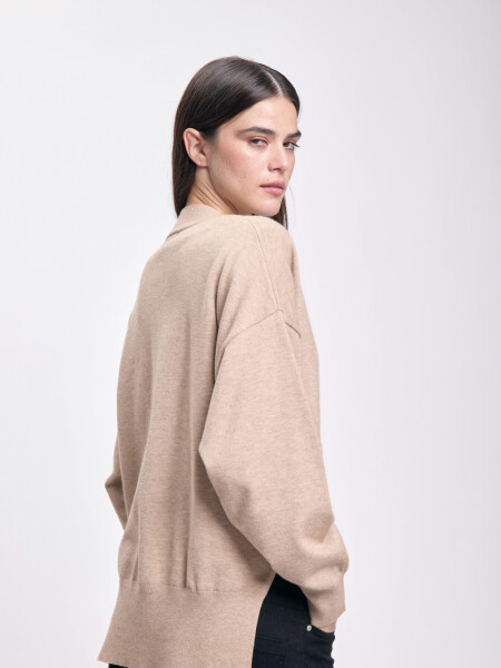 Cardigan punto corte lateral Taupe