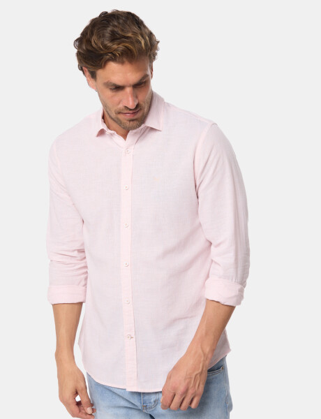 CAMISA DE LINO RAYADA Rosa
