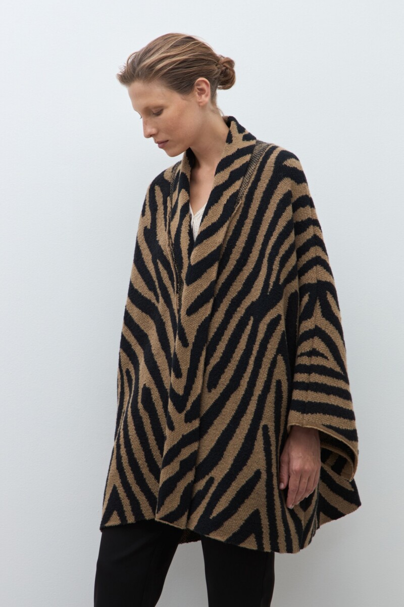 Ruana jacquard zebra negro