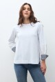 Remera puños Vichy blanco