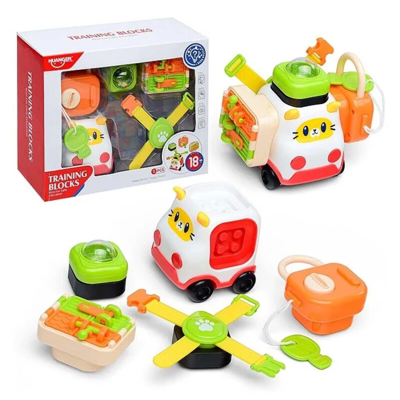 Set de 5 Juguetes Encastrables con Autito para Bebé Huanger - Multicolor Set de 5 Juguetes Encastrables con Autito para Bebé Huanger - Multicolor