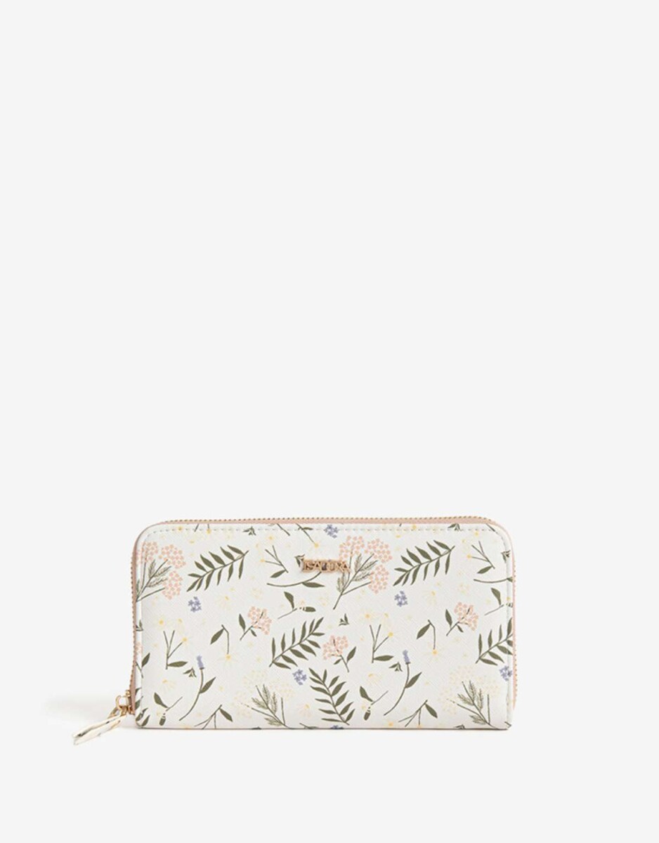 Billetera Fichero Negro - Estampado flores 