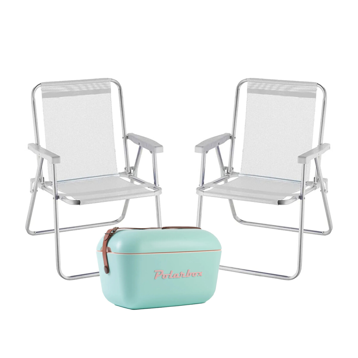 Set Playa Sillax2 110kg Alum Mor + Conservadora 20L PolarBox - Blanco 