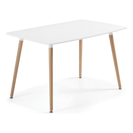 Juego de Comedor Eames Mesa Rectangular 120x80 + 4 Sillas Eames Acolchonadas Blanco
