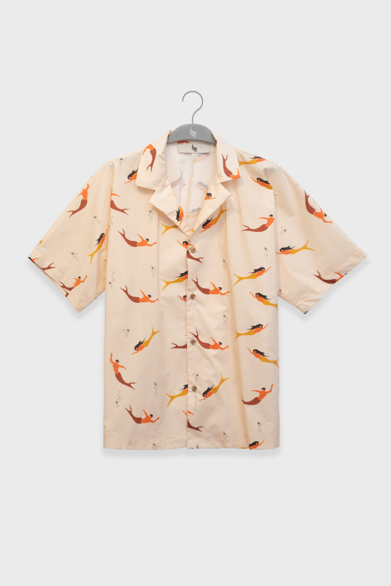 CONVERTIBLE CAMP-COLLAR SHIRT Mermaid Cream