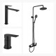 JUEGO DE GRIFERIA NEGRO BARRAL DE DUCHA LAVATORIO ALTO Y BIDET 000