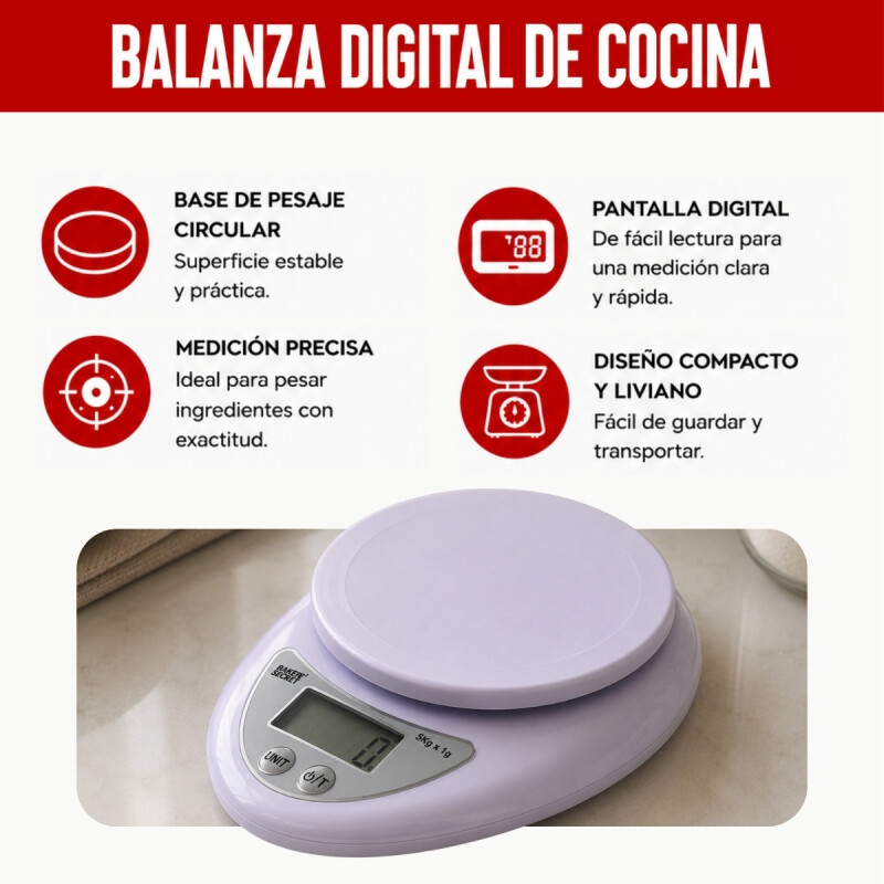 Balanza de cocina 16x12,5x4cm GRIS