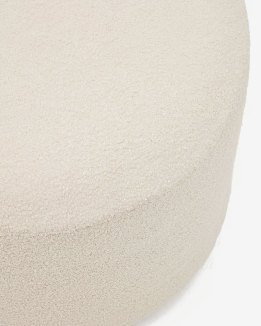 Reposapiés desenfundable Kaeli de borreguito crudo Ø 60 cm Reposapiés desenfundable Kaeli de borreguito crudo Ø 60 cm