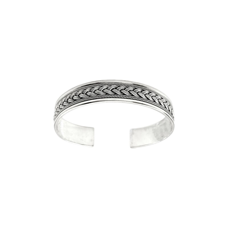Brazalete trenzado con borde-Plata 925-Sin Piedra-BR3011 sinpiedra