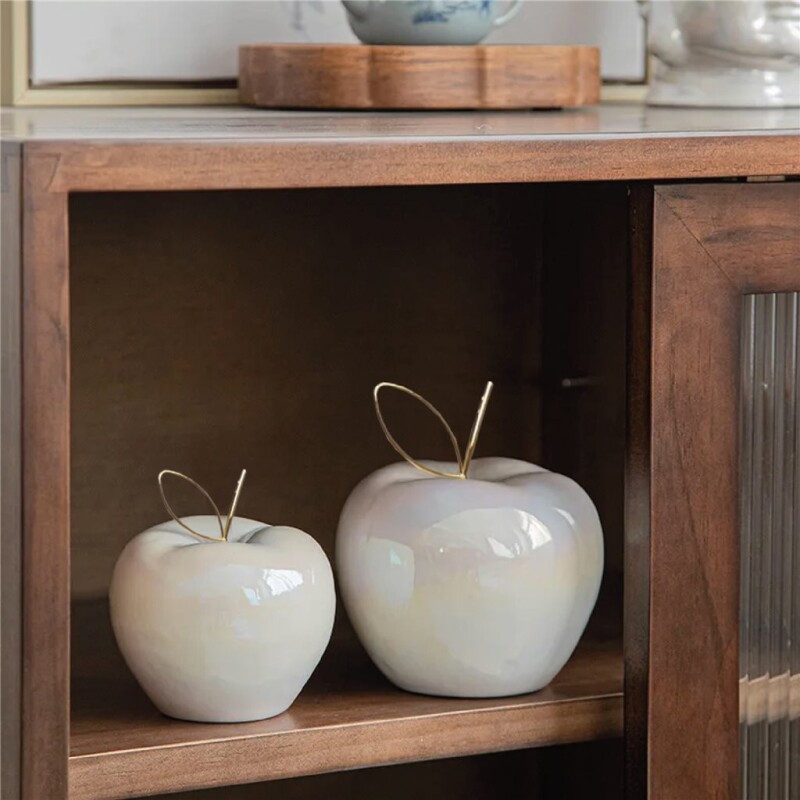 MANZANA DECORATIVA 7.5CM BLANCO/DORADO MANZANA DECORATIVA 7.5CM BLANCO/DORADO