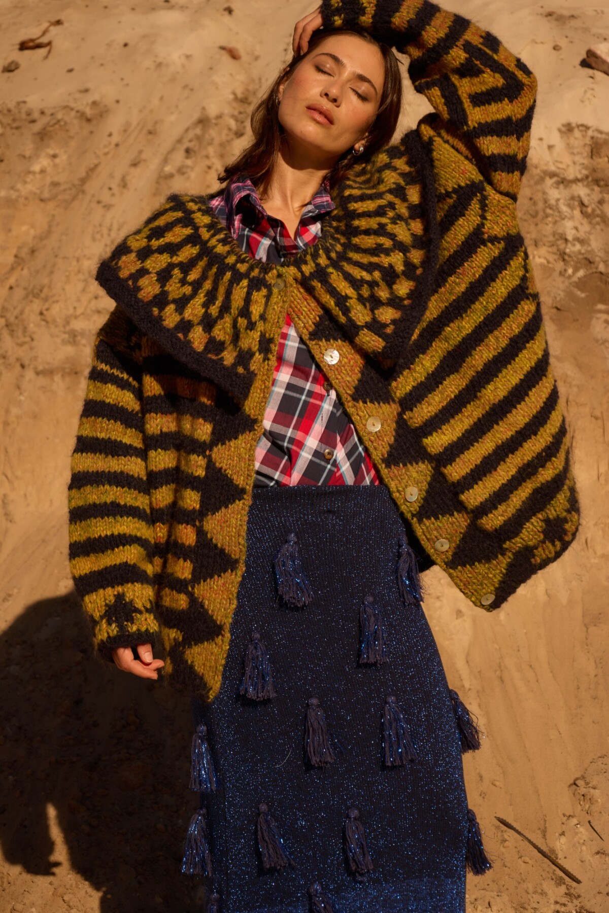 Eclectic Sweater Mostaza / Azul Marino