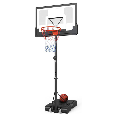 Aro de Básquet De Pie con Red Base Altura Regulable Portátil Negro