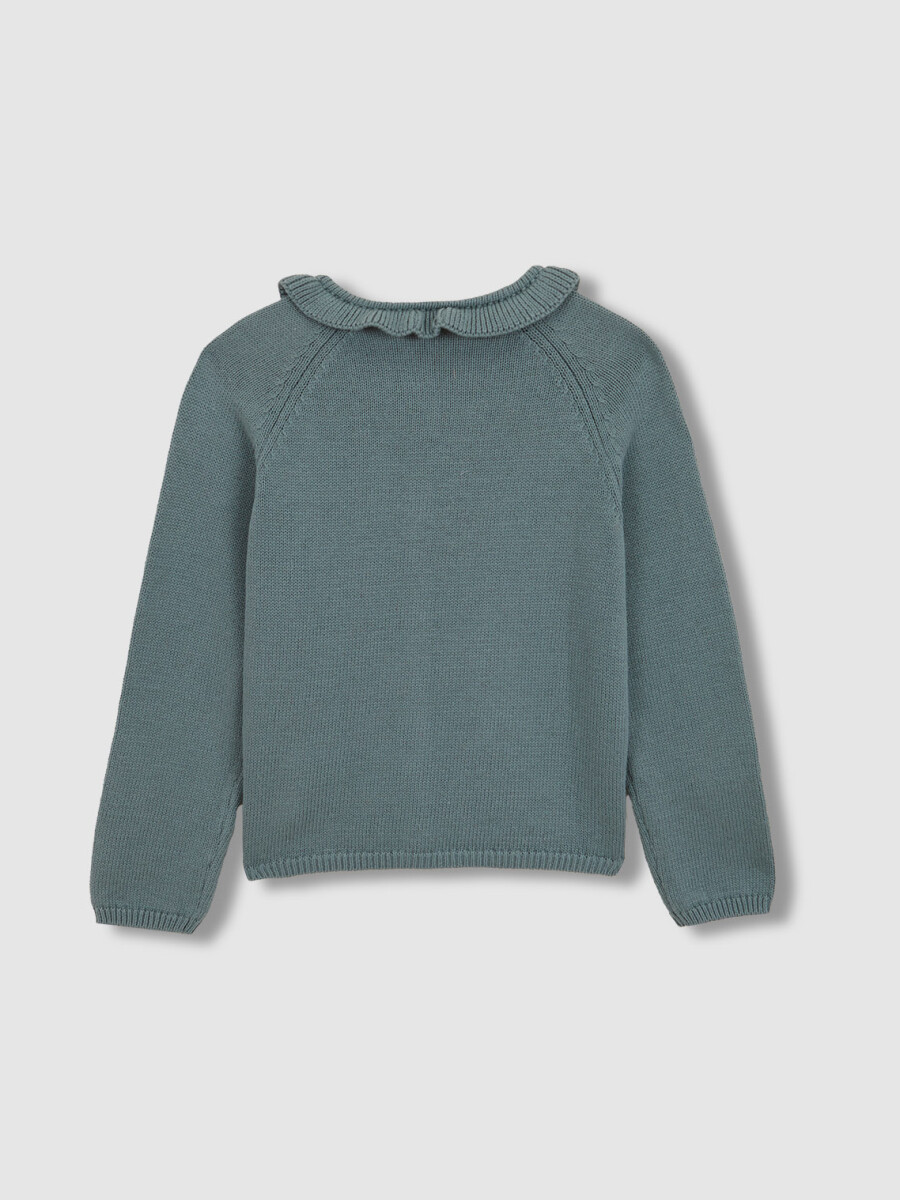 Chaqueta Cuello Volante Azul