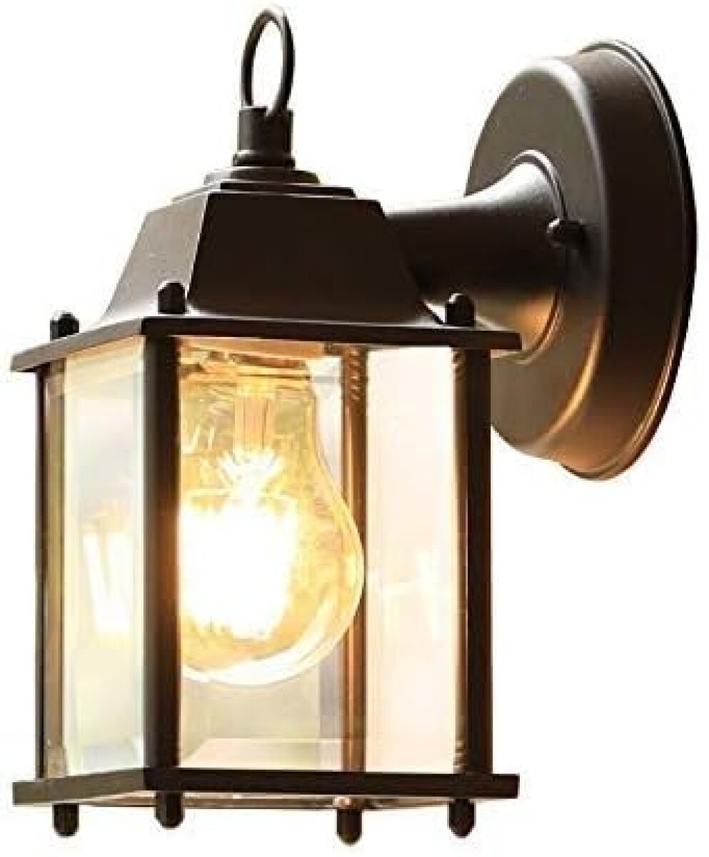 Aplique Farol Vintage Exterior/ Interior Pared Vidrio Negro 