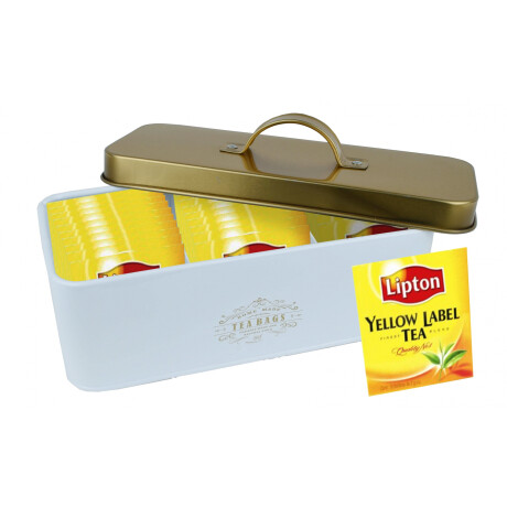 SET LATA DE TE BLANCA C/DORADO 3 DIVISIONES +30 PCS TE LIPTON YELLOW LABEL SET LATA DE TE BLANCA C/DORADO 3 DIVISIONES +30 PCS TE LIPTON YELLOW LABEL