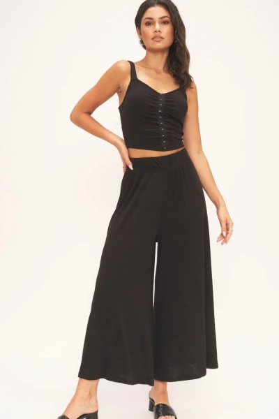 SULLY WIDE LEG RIB PANT Negro