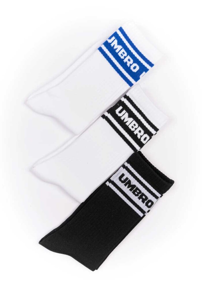 TRIPACK MEDIAS UMBRO NEGRO BLANCO AZUL Negro