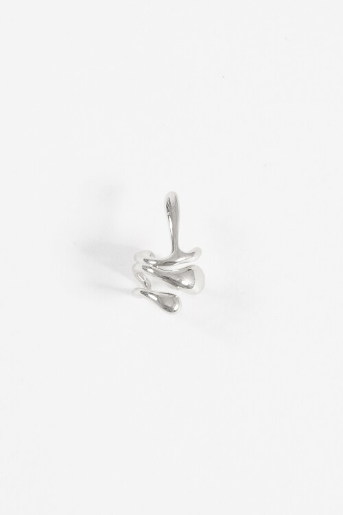 Earcuff wavy irregular plateado