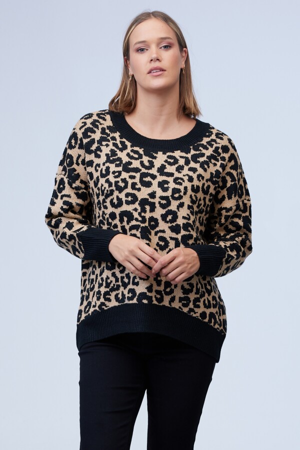 Buzo Animal Print NEGRO/BEIGE