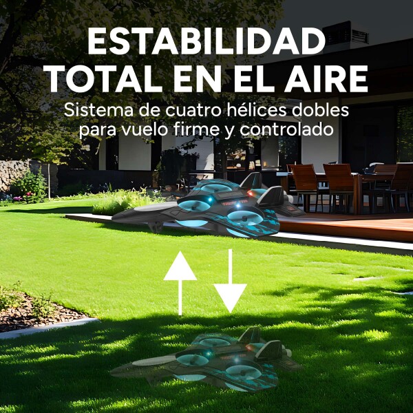 Avión Drone Jet Control Remoto 360° Recargable Espuma 2 Bats Color Azul