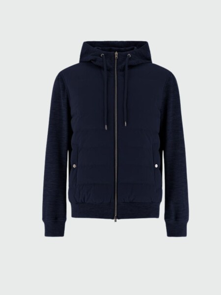 Herno - Cardigan de lana y algodón relleno de plumas de ganso Azul