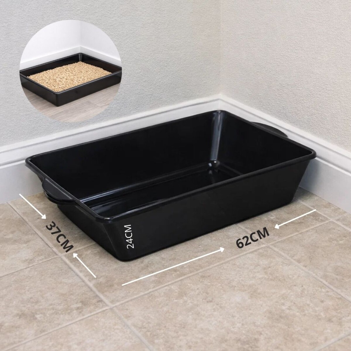 BANDEJA SANITARIA PARA MASCOTA 20 LITROS NEGRO 